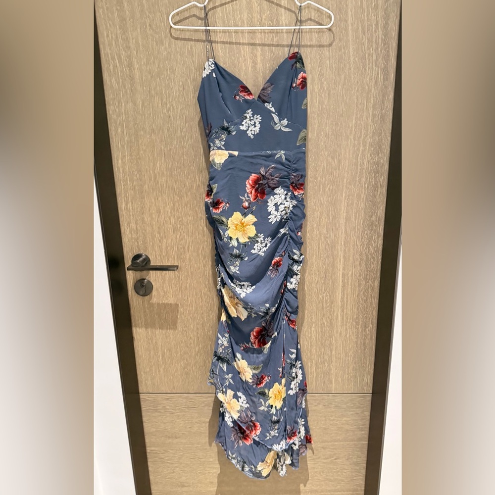 Nicholas Floral Ruched Navy Women’s Maxi Skirt